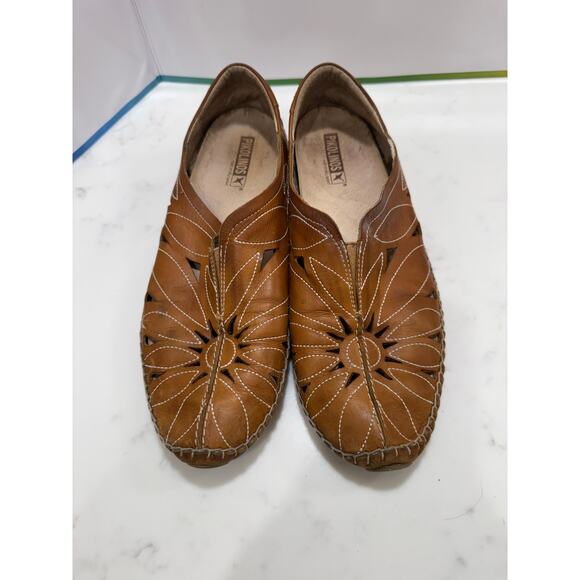 Pikolinos Jerez Brown Leather Slip On Moccasin Sandals Size EU 41 US 10.5 - Picture 2 of 9